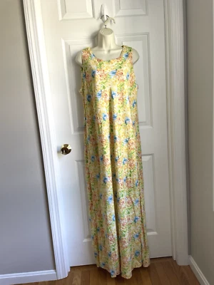 Hilo Hattie Hawaiian Maxi Dress Size XL Scoop Neck Maxi Long Sleeveless USA MADE - Image 1 of 4