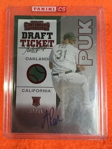 AJ PUK 2020 PANINI CONTENDERS VARIATION A DRAFT TICKET RED /75 RC AUTO A’S - Picture 1 of 2