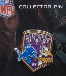 Detriot Lions Minnesota Vikings GAME DAY PIN 9/25/22 RIVALRY US Bank Stadium - Picture 1 of 3