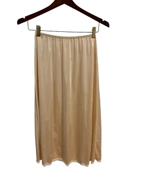 Vtg USA Made Cabernet Beige Satin Midi Undergarment Skirt Slip Sz S/28 - Image 1 of 4