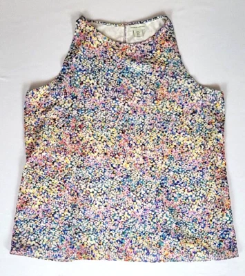 Top forrado Adrienne Vittadini para mujer talla XL poliéster multicolor puntos cuello alto Foto 1 de 4