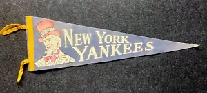 Vtg 1950's New York Yankees Baseball Wool Red Felt Pennant 26” Uncle Sam MLB #2 - Picture 1 of 9