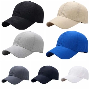 Men Women Golf Mesh Hat Adjustable Curved Visor Casual Baseball Cap Plain US - Picture 1 of 19