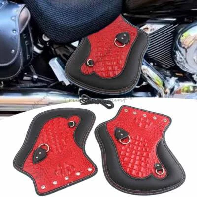 Deflectores protectores térmicos de cuero PU universal patrón de cocodrilo para Harley Foto 1 de 4