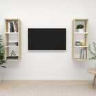 Wall Mounted Tv Cabinets 2 Pcs White And Sonoma Oak Engineered Wood