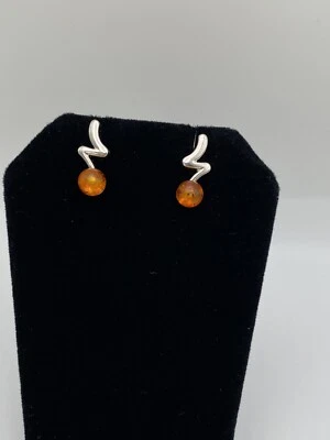 Sterling Silver Honey Amber Drop Earrings - Image 1 of 4