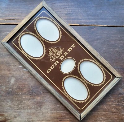 Vintage Collage Multi Picture Wood Frame OUR BABY Cherubs  - Image 1 of 4