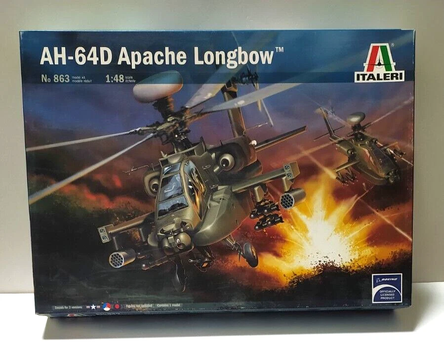 ITALERI 1:48 KIT ELICOTTERO AH-64D APACHE LONGBOW DECALS PER 3 VERSIONI  ART 863 - Immagine 1 di 1