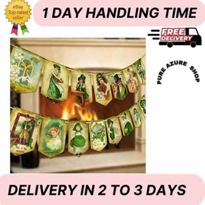 St. Patrick s Day Decorations -Vintage St. Patricks Day BannerShamrock Clover - Picture 1 of 5