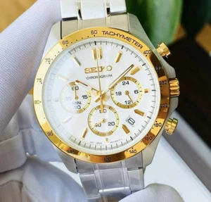 Seiko Spirit SBTR024 Chronograph White Dial Stainless Steel Men's Watch - Picture 1 of 7