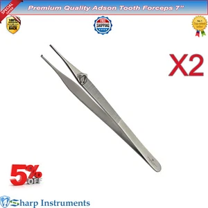 Adson Tooth Forceps 7" Teeth Grasping Kochers Stainless Steel Surgical Tweezers - Picture 1 of 5