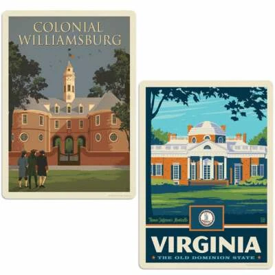 Colonial Williamsburg Virginia Monticello Sticker Set of 2 Decals - Image 1 of 2