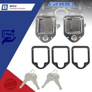 2)Stainless Door Lock Trailer Toolbox RV Handle Latch 4-3/8" x 3-1/4" Paddle Key - Picture 1 of 8