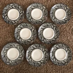 8 Vintage J.G. Meakin English Ironstone Sterling Renaissance schwarz 6" Untertasse Teller - Bild 1 von 19