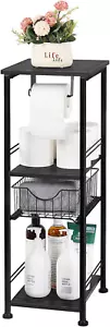Toilet Paper Storage Bathroom Shelf with Drawer Towel Storage Stand Organizer - Picture 1 of 8