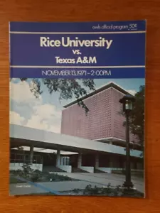 1971 Rice Owls Vs Texas A&M Aggies College Football Program NM - Picture 1 of 2