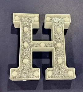 15 LED ~ 8.5"x9" Silver Glitter Marquee Letter H Lighted Sign Alphabet ~ New! - Picture 1 of 4