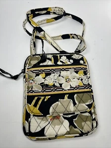 Vera Bradley Dogwood Mini Hipster Black Yellow White Floral Cross body Purse Bag - Picture 1 of 11