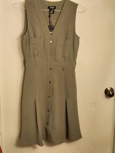 DKNY olive Kleid, geknöpft vorne, ärmellos, neu mit Etikett, Gr. 4, super süß! - Bild 1 von 5