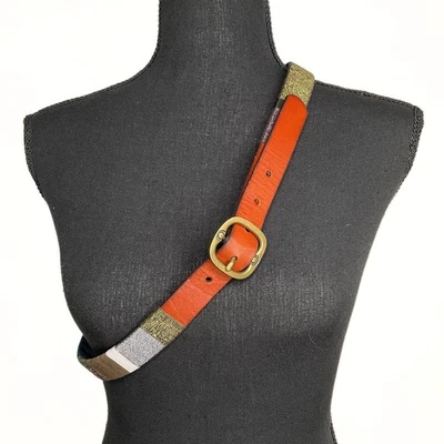 Coldwater Creek Medium Leather Multicolor Yarn Wrap Metallic Belt Womens SZ M - Image 1 of 4