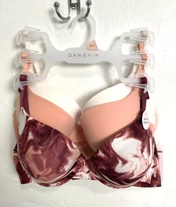 Danskin Push Up BH Gr. 38 C Marmor Lachs Beige 3er Pack verstellbare Träger - Bild 1 von 12