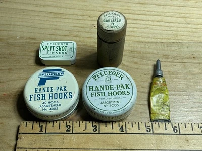 Lot of 5 Nice Vintage Pflueger Tins and Tackle Items - Image 1 of 4
