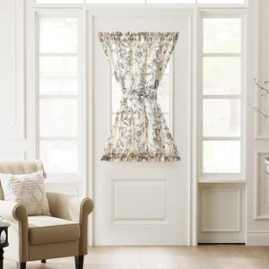 French Floral Door Curtain Farmhouse Linen for Sliding Glass Door 40 Inches 1... - Picture 1 of 9