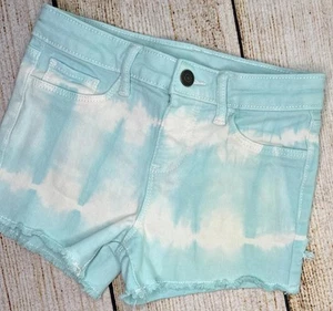 Jumping Beans Girl’s Mint Green Ombré Tie-Die Jean Shorts Size 6 - Used - Picture 1 of 15