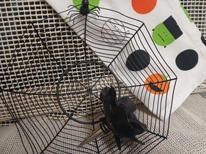3 HALLOWEEN ITEMS-Black Floral Wine Bottle Stopper-Spider Web Bowl-Hand Towel - Picture 1 of 16