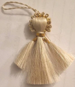 Adorno de Navidad vintage de pelo de caballo de ángel hecho a mano recuerdo arte escandinavo - Imagen 1 de 7