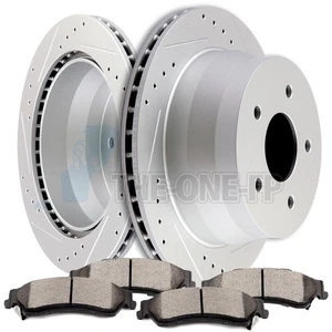Fits 2001-2004 Chevrolet S10 Rear Drilled Slotted Brake Rotors And Ceramic Pads - Picture 1 of 9
