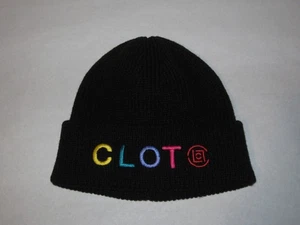 CLOT Rainbow Logo Winter Hat Beanie Cap Black NEW! Edison Chen - Picture 1 of 3