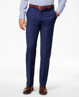 Ryan Seacrest Men Blue Modern Fit Suit Wool Solid Trousers Pants 30W 32L - Image 1 of 3