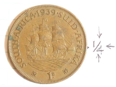 MOEDA ÁFRICA DO SUL 1939 ÁFRICA DO SUL 1D UM CENTAVO GEORGIUS VI REX IMPERATOR - Imagem 1 de 2