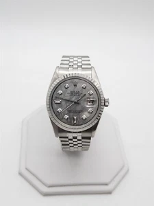 RARE $12,000 ROLEX DATEJUST 36mm METEORITE DIAMOND SS Mens Watch SERVICED - Picture 1 of 6