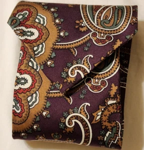 #7699 Claybrooke Navy Blue and Tan Paisley Mens Necktie, Tie - Picture 1 of 7