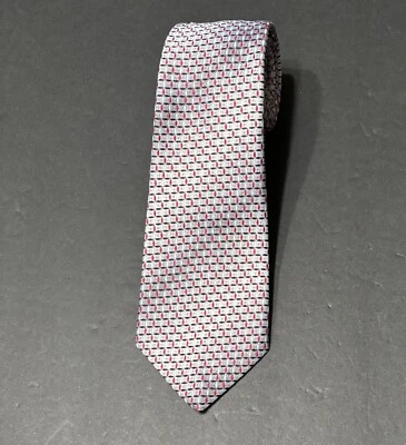 Corbata Don Loper Beverly Hills Vintage Gris Rojo Negro Diseño Geométrico Poliéster Foto 1 de 4