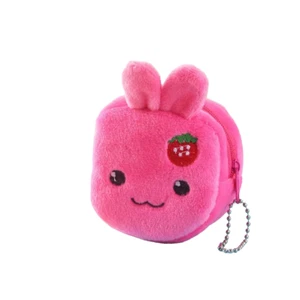 Animal Coin Change Cosmetic Plush Purse with Key Chain - New - Bunny - Picture 1 of 1