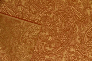 Discount Fabric JACQUARD Terra Cotta on Gold Paisley Drapery Fabric - Picture 1 of 1