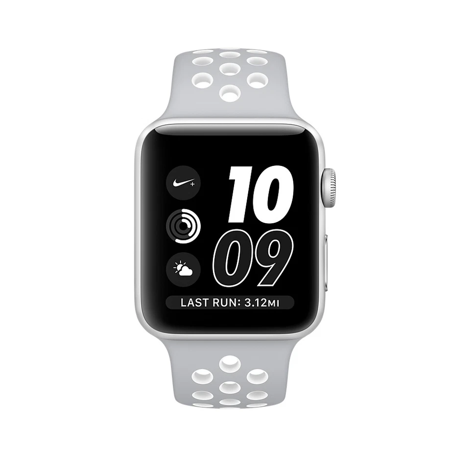 Apple Watch Nike+ 42 mm carcasa de aluminio plana plateada/blanca correa deportiva - (MNNT2LL/A) Foto 1 de 1