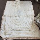 Baby Blanket Quilt Satin Pale Pink/Ivory 34? X 43? Ruffled