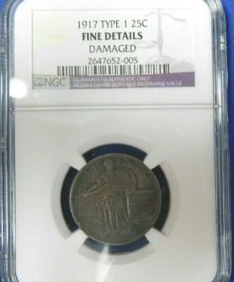 1917 Type I Standing Liberty Quarter NGC FINE DETAILS  (Coin0142) - Image 1 of 3