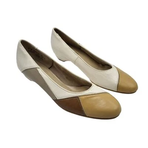 Zapatos de salón vintage Hush Puppies de cuero con retazos beige tostado y caramelo para mujer 9N - Imagen 1 de 17