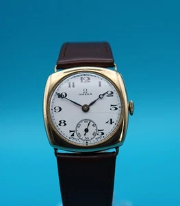 OMEGA 9ct Solid Gold Vintage 1930’s Men’s Manual Cushion Watch - Picture 1 of 9