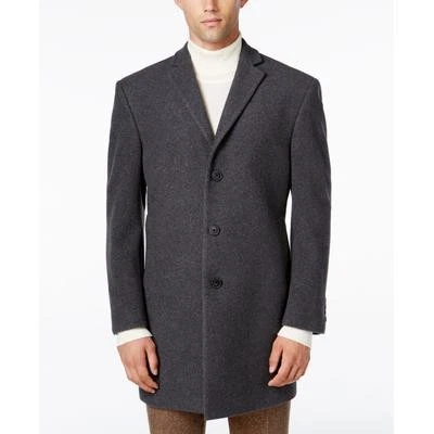 Calvin Klein Mens Slim fit Prosper Overcoat Coat 44 L Grey Solid - Image 1 of 3