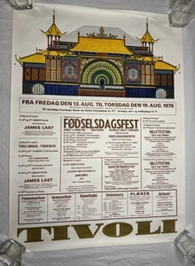 Vintage TIVOLI Gardens Schedule Poster 1976 Copenhagen Denmark - Picture 1 of 9