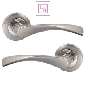Polished Chrome Lever on Rose Door Handles, Latch, Lock & Bathroom Sets 1,4,6 - Picture 1 of 23