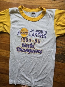 The Lakers Vintage Tee Shirt Ringer 1984-1985 World Champions Small - Imagen 1 de 10