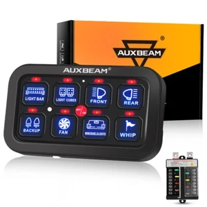 Auxbeam 8 Gang Switch Panel Relay LED Lights On-Off Control Boat Marine UTV ATV - Picture 1 of 12