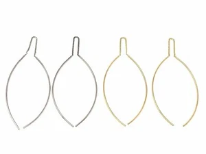 14K Gelb- oder Weißgold Ohrhänger doppelt geschwungen Stab Ohrringe - Bild 1 von 12